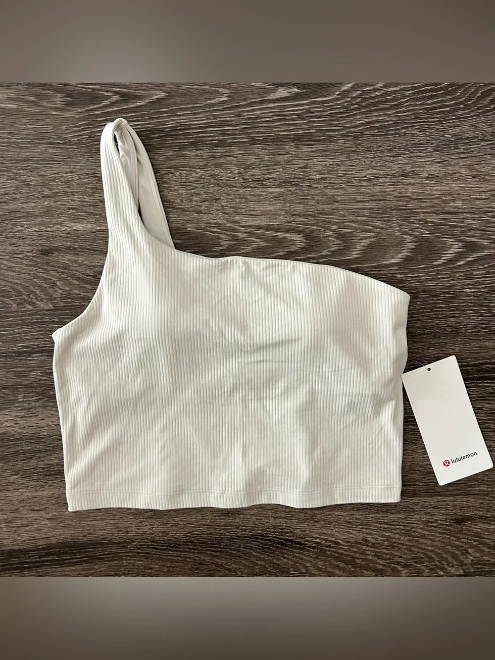 Lululemon Ribbed Nulu Asymmetrical Yoga Tank Top Bone Womens 10 One Shoulder NWT